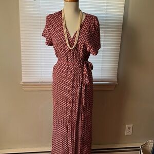 Vici Red and White Patterned Maxi Dress